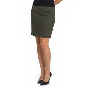 Jones New York Skirt Women's Size 8 Olive Houndstooth 100% Wool Vintage USA